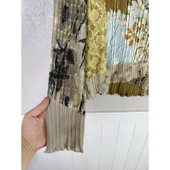 Vtg Y2K Alberto Makali Pleated Top Sz L Sequin Floral Lace Patchwork Fairy Artsy - Picture 6 of 10